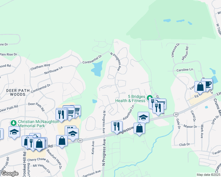 map of restaurants, bars, coffee shops, grocery stores, and more near 226 Timber View Drive in Harrisburg