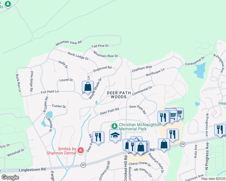 map of restaurants, bars, coffee shops, grocery stores, and more near 212 Silver Leaf Ridge in Harrisburg
