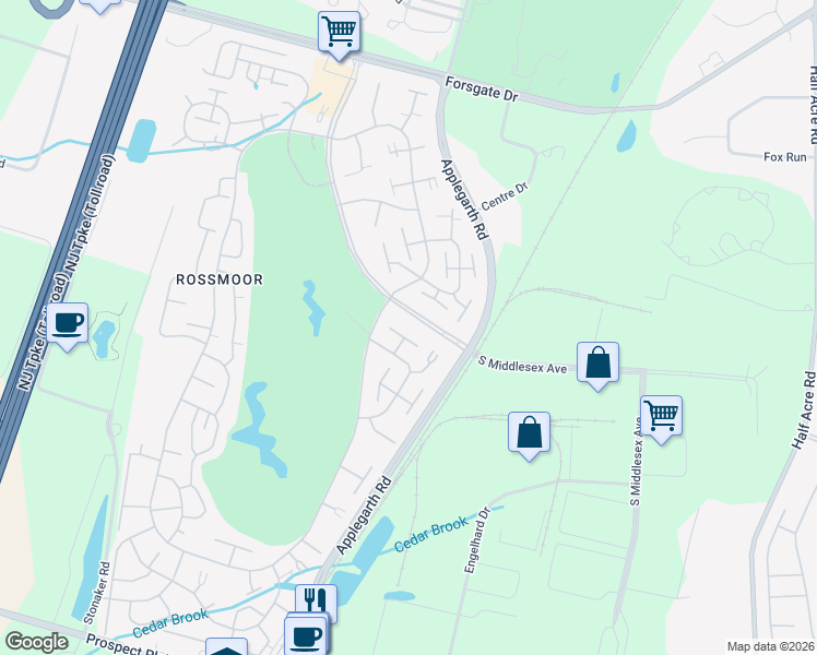map of restaurants, bars, coffee shops, grocery stores, and more near 205C Madison Lane in Monroe Township