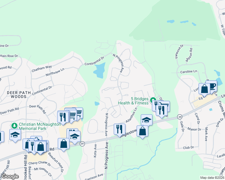 map of restaurants, bars, coffee shops, grocery stores, and more near 226 Timber View Drive in Harrisburg