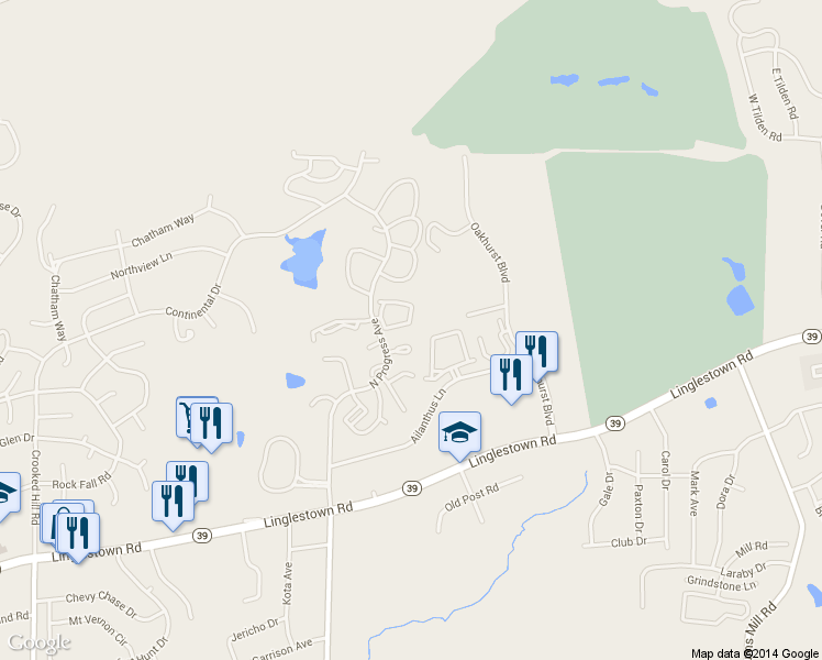 map of restaurants, bars, coffee shops, grocery stores, and more near 123 Hunters Ridge Drive in Harrisburg