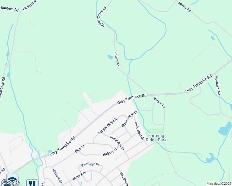 map of restaurants, bars, coffee shops, grocery stores, and more near 5150 Oley Turnpike Road in Reading