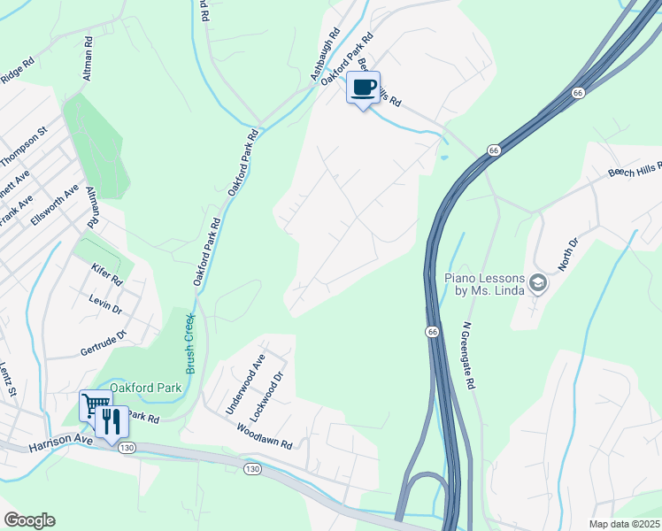 map of restaurants, bars, coffee shops, grocery stores, and more near 219 Bashforth Drive in Jeannette
