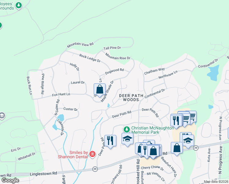 map of restaurants, bars, coffee shops, grocery stores, and more near 32200 Autumn Chase in Harrisburg