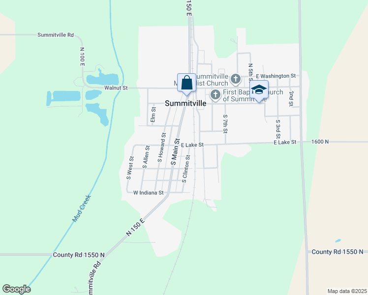 map of restaurants, bars, coffee shops, grocery stores, and more near 309 South Main Street in Summitville