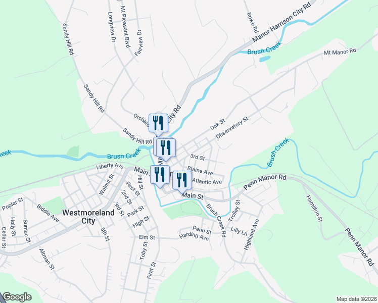 map of restaurants, bars, coffee shops, grocery stores, and more near 29 3rd Street in Manor