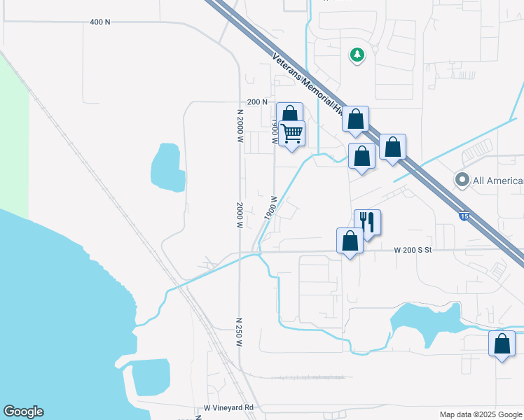 map of restaurants, bars, coffee shops, grocery stores, and more near 154 1800 West in Lindon
