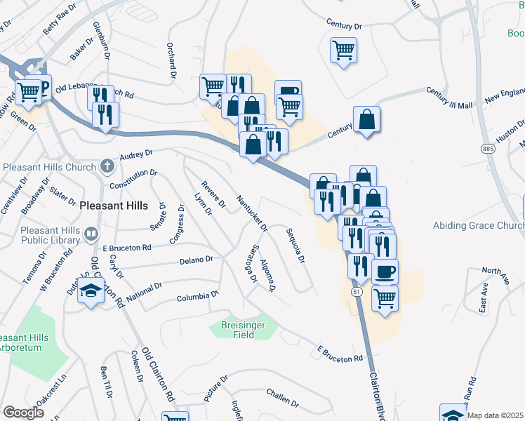 map of restaurants, bars, coffee shops, grocery stores, and more near 412 Delano Drive in Pittsburgh