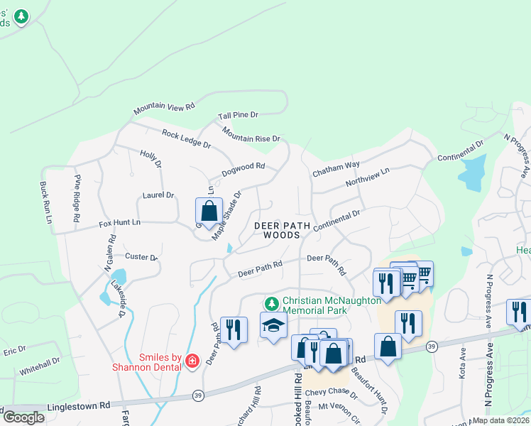 map of restaurants, bars, coffee shops, grocery stores, and more near 212 Silver Leaf Ridge in Harrisburg