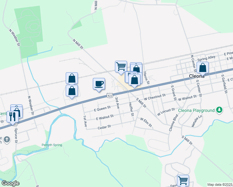 map of restaurants, bars, coffee shops, grocery stores, and more near 1504 East Main Street in Annville