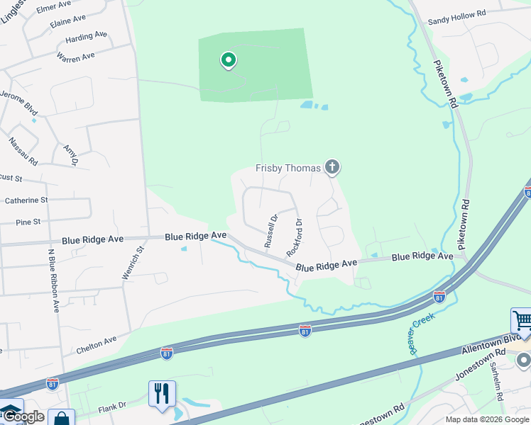 map of restaurants, bars, coffee shops, grocery stores, and more near 6690 Arnold Drive in Harrisburg