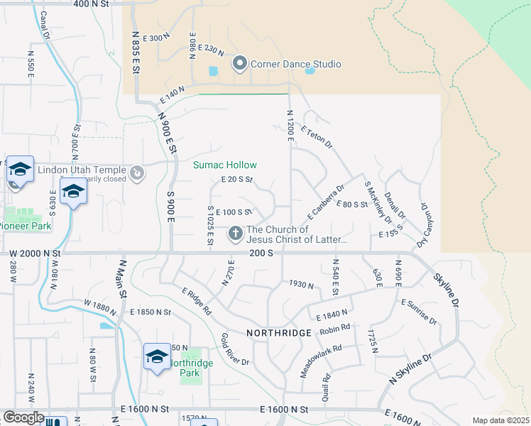 map of restaurants, bars, coffee shops, grocery stores, and more near 149 South 1150 East Street in Lindon