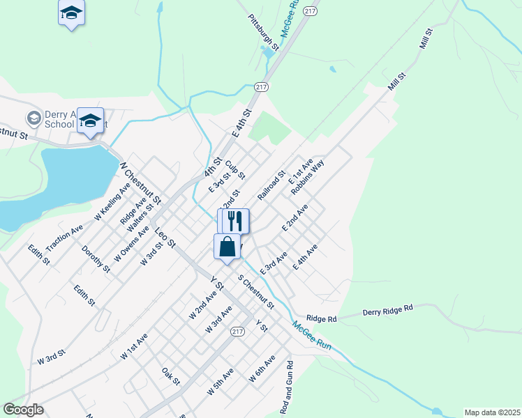 map of restaurants, bars, coffee shops, grocery stores, and more near 407 Short Street in Derry