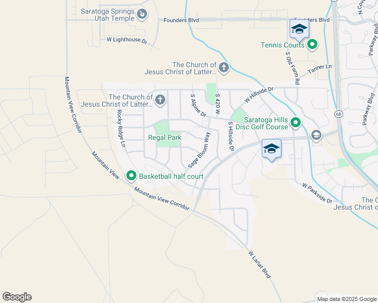 map of restaurants, bars, coffee shops, grocery stores, and more near 541 Mountain Ridge Drive in Saratoga Springs