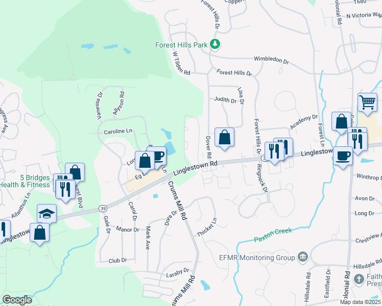 map of restaurants, bars, coffee shops, grocery stores, and more near 4004 Linglestown Road in Harrisburg