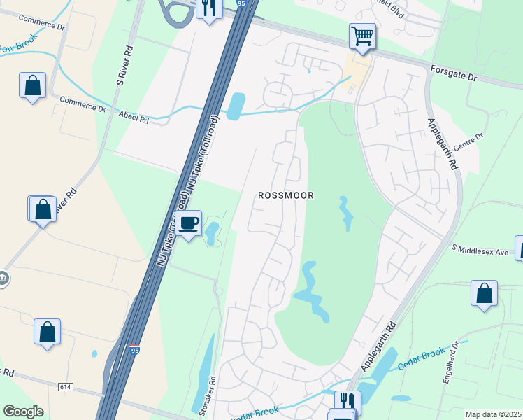 map of restaurants, bars, coffee shops, grocery stores, and more near 655B Yale Way in Monroe Township