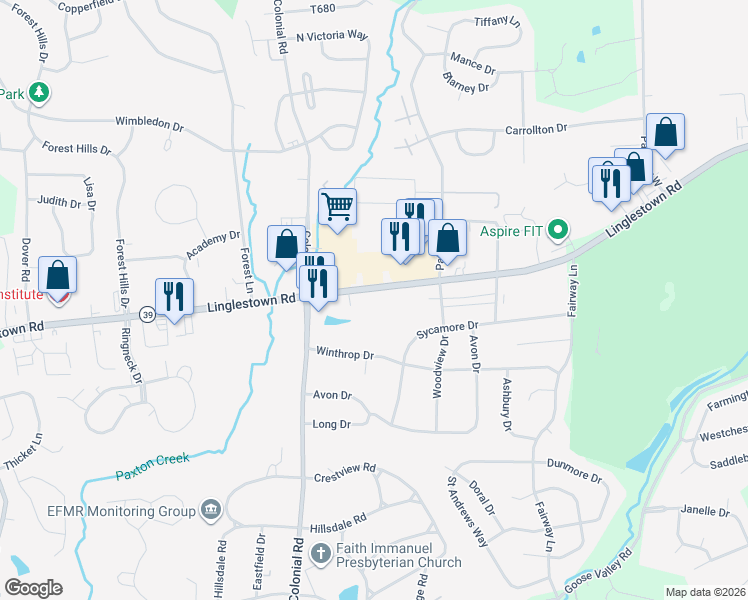 map of restaurants, bars, coffee shops, grocery stores, and more near 4340-4342 Linglestown Road in Dauphin