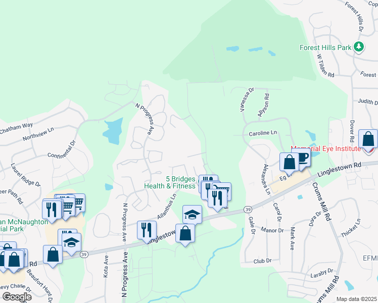 map of restaurants, bars, coffee shops, grocery stores, and more near 130 Blue Ridge Circle in Harrisburg