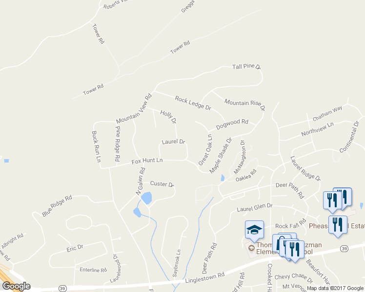 map of restaurants, bars, coffee shops, grocery stores, and more near 4713 Laurel Drive in Harrisburg