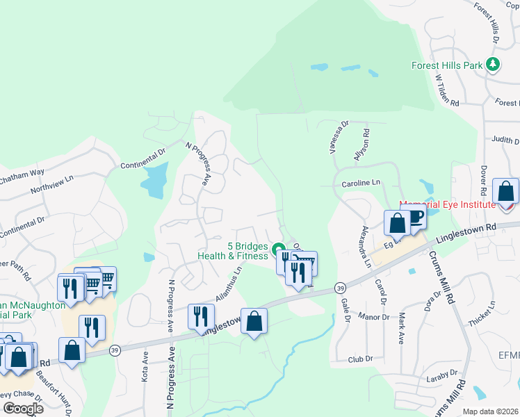 map of restaurants, bars, coffee shops, grocery stores, and more near 130 Blue Ridge Circle in Harrisburg