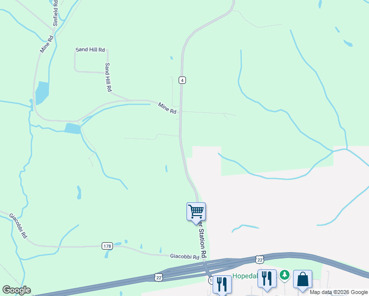 map of restaurants, bars, coffee shops, grocery stores, and more near 86009 Miller Station Road in Hopedale