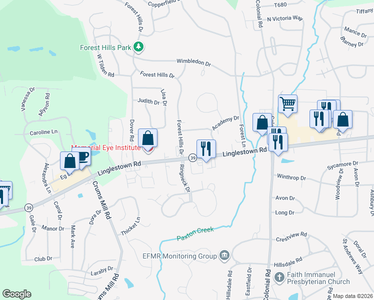 map of restaurants, bars, coffee shops, grocery stores, and more near 2205 Forest Hills Drive in Harrisburg