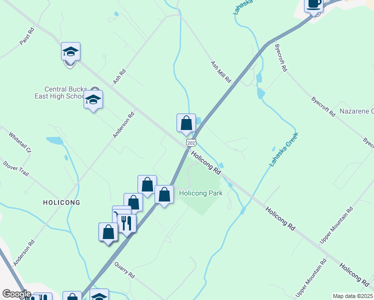 map of restaurants, bars, coffee shops, grocery stores, and more near in Bucks County