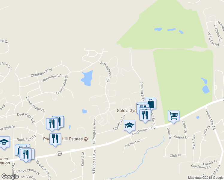 map of restaurants, bars, coffee shops, grocery stores, and more near 126 Hunters Ridge Drive in Harrisburg