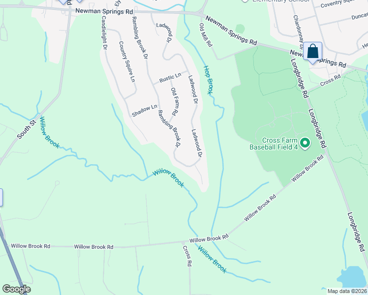 map of restaurants, bars, coffee shops, grocery stores, and more near 28 Rambling Brook Drive in Holmdel