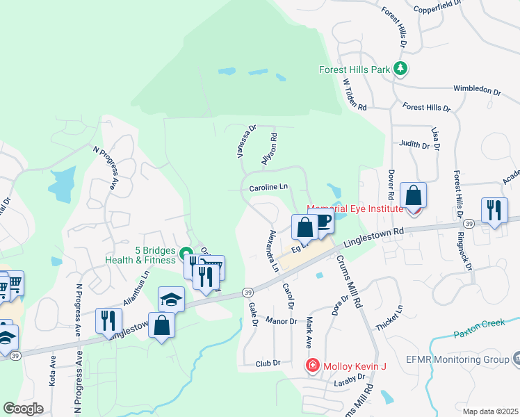 map of restaurants, bars, coffee shops, grocery stores, and more near 1056 Tibor Lane in Dauphin County