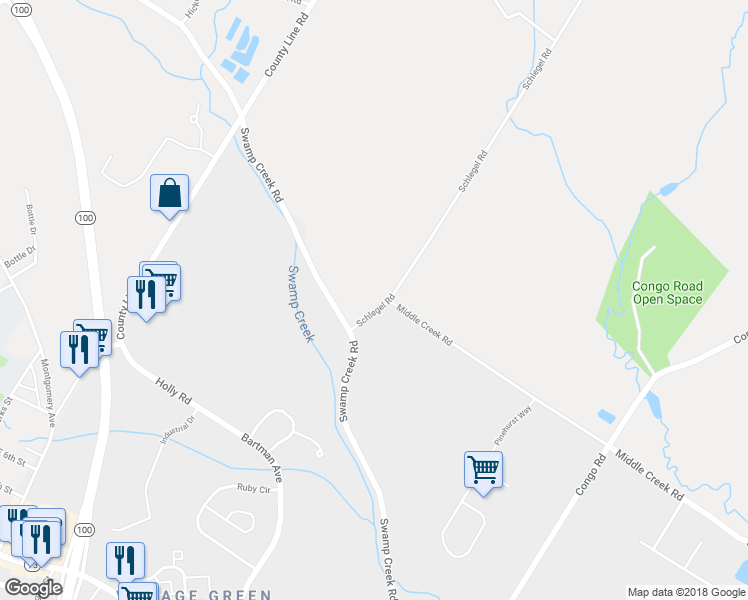 map of restaurants, bars, coffee shops, grocery stores, and more near 112 Schlegel Road in Gilbertsville