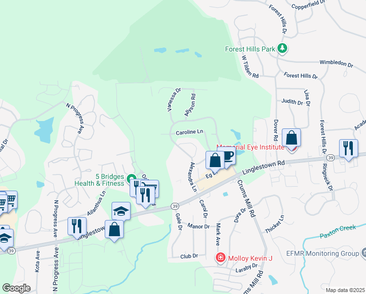 map of restaurants, bars, coffee shops, grocery stores, and more near 1056 Tibor Lane in Dauphin County