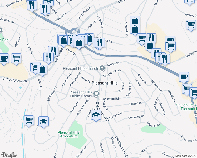 map of restaurants, bars, coffee shops, grocery stores, and more near 141 Temona Drive in Pittsburgh