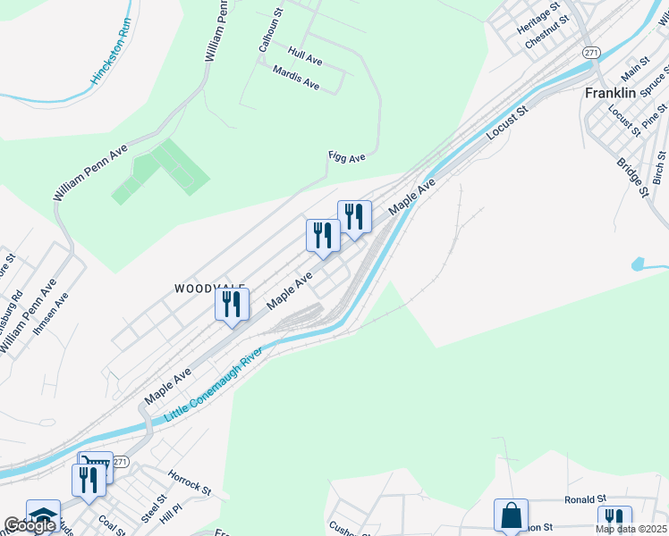 map of restaurants, bars, coffee shops, grocery stores, and more near 637 Iolite Avenue in Johnstown