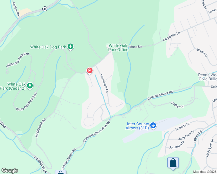 map of restaurants, bars, coffee shops, grocery stores, and more near 2633 Messinger Lane in White Oak