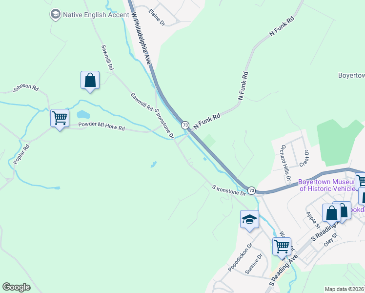 map of restaurants, bars, coffee shops, grocery stores, and more near in Berks County