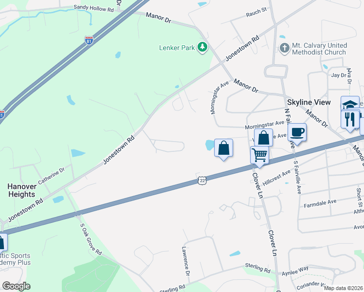 map of restaurants, bars, coffee shops, grocery stores, and more near 170 Mapleton Drive in Harrisburg