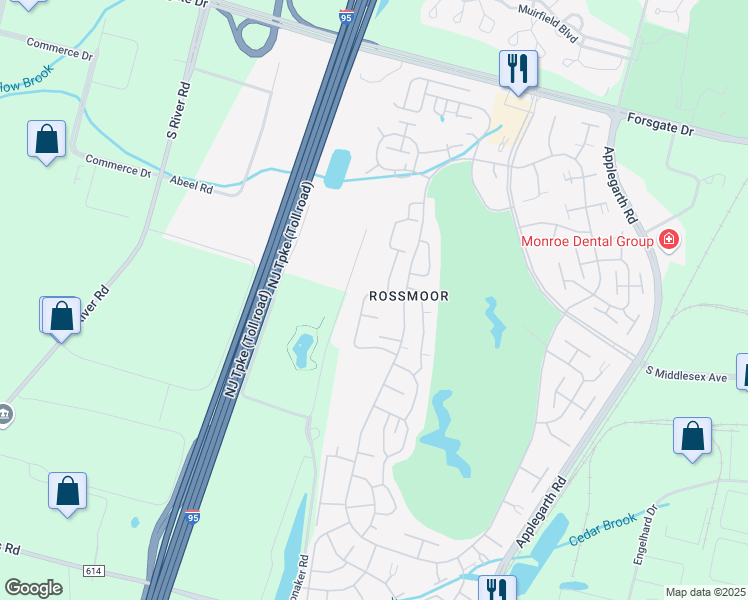 map of restaurants, bars, coffee shops, grocery stores, and more near 655B Yale Way in Monroe Township