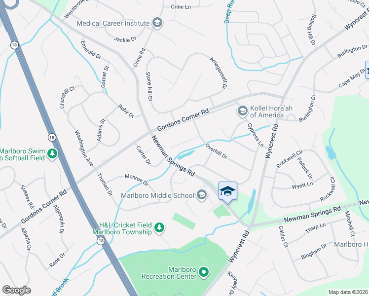 map of restaurants, bars, coffee shops, grocery stores, and more near 9 Appletree Court in Marlboro