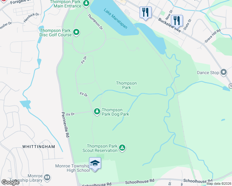 map of restaurants, bars, coffee shops, grocery stores, and more near in Monroe Township