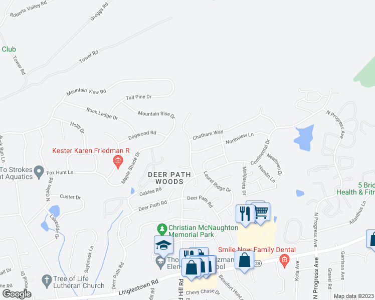 map of restaurants, bars, coffee shops, grocery stores, and more near 4732 Chatham Way in Harrisburg