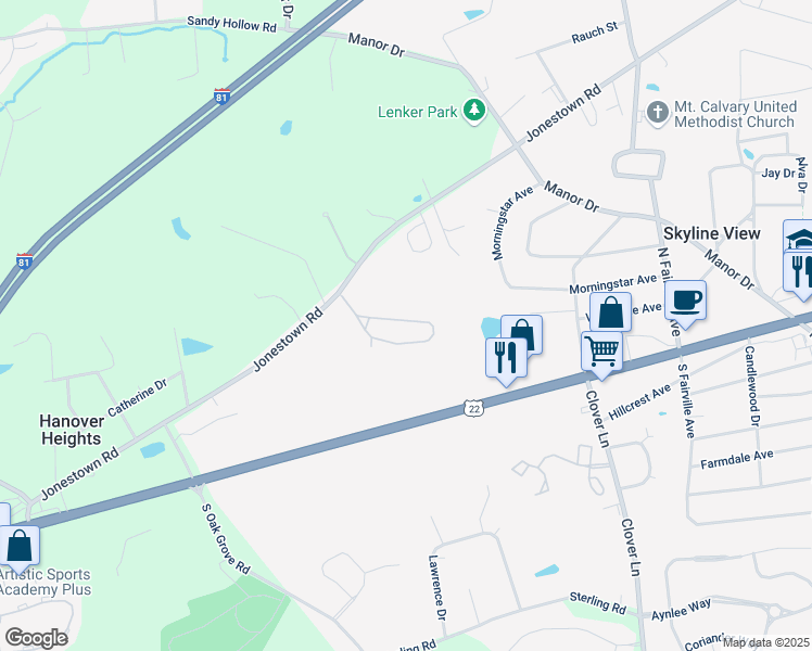 map of restaurants, bars, coffee shops, grocery stores, and more near 178 Mapleton Drive in Harrisburg