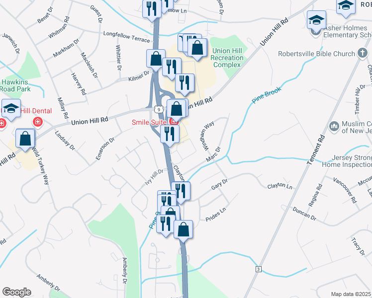 map of restaurants, bars, coffee shops, grocery stores, and more near 362 Route 9 in Englishtown