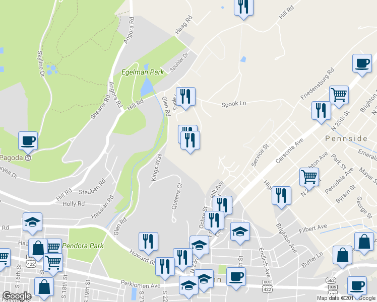 map of restaurants, bars, coffee shops, grocery stores, and more near 141 Stokesay Castle Lane in Reading