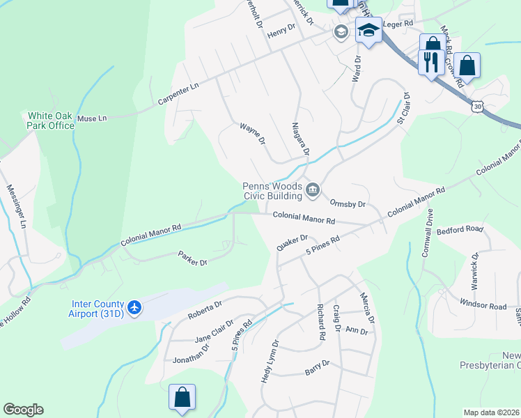 map of restaurants, bars, coffee shops, grocery stores, and more near 884 Niagara Drive in Irwin