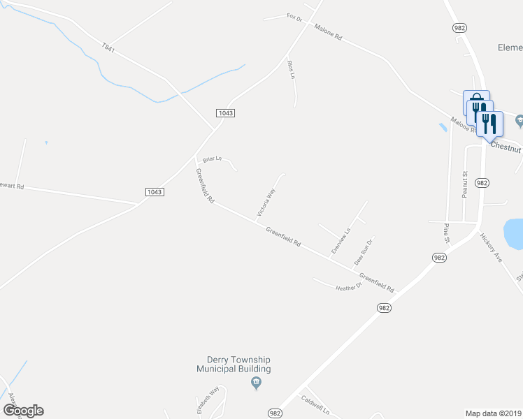 map of restaurants, bars, coffee shops, grocery stores, and more near Victoria Way in Derry