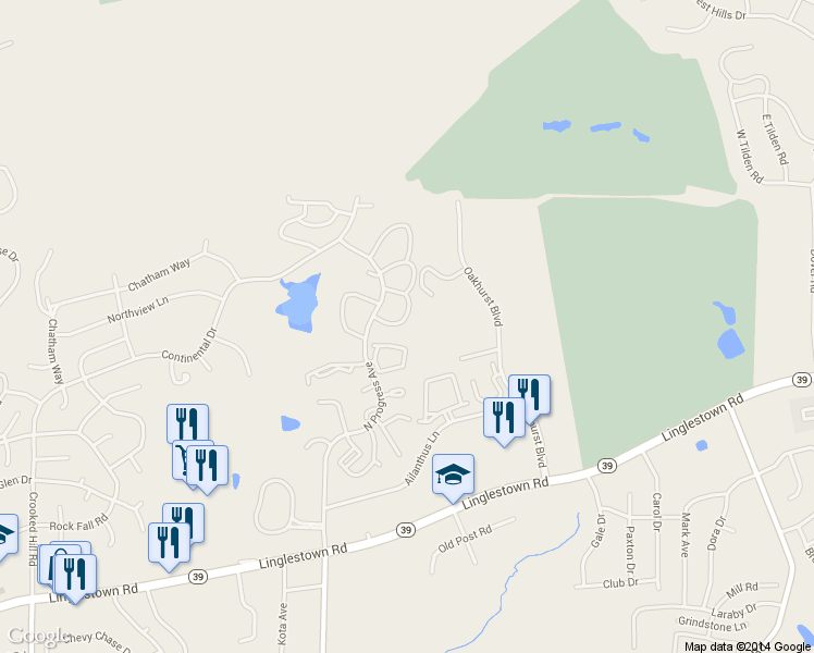 map of restaurants, bars, coffee shops, grocery stores, and more near 22600 Saddle Ridge Drive in Harrisburg