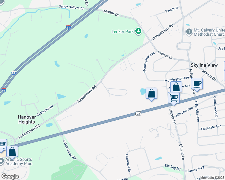 map of restaurants, bars, coffee shops, grocery stores, and more near 198 Mapleton Drive in Harrisburg