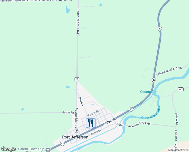 map of restaurants, bars, coffee shops, grocery stores, and more near 9162-9244 Pasco-Montra Road in Sidney