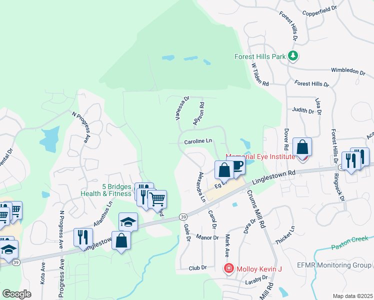 map of restaurants, bars, coffee shops, grocery stores, and more near 1000 Tibor Lane in Dauphin County